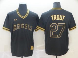Los Angeles Angels #27 Mike Trout Nike Fashion Jersey Black Gold