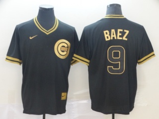 Chicago Cubs #9 Javier Baez Nike Fashion Jersey Black Gold