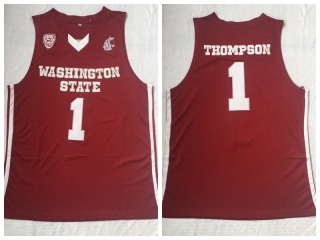 Washington State University 1 Klay Thompson Basketball Jersey Red