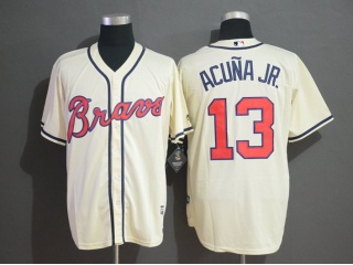 Atlanta Braves 13 Ronald Acuna Jr. Cool Base Jersey Cream