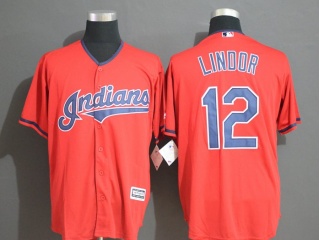 Cleveland Indians 12 Francisco Lindor Cool Base Jersey 2019 Red