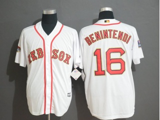 Boston Red Sox 16 Andrew Benintendi 2019 Gold Program Cool Base Jersey White