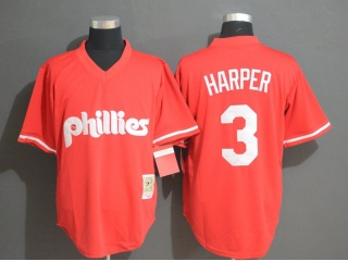 Philadelphia Phillies 3 Bryce Harper Throwback Jersey Red