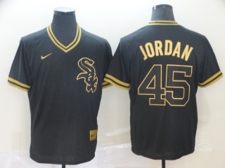 Nike Chicago White Sox 45 Michael Jordan Black Gold Baseball Jersey
