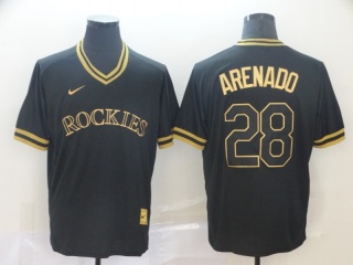 Colorado Rockies #28 Nolan Arenado Nike Fashion Jersey Black Gold