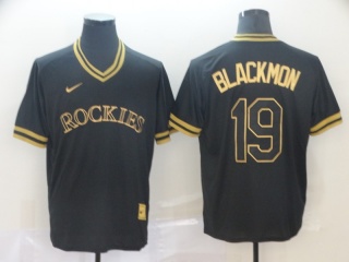 Colorado Rockies #19 Charlie Blackmon Nike Fashion Jersey Black Gold