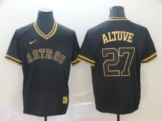 Houston Astros #27 Jose Altuve Nike Fashion Jersey Black Gold