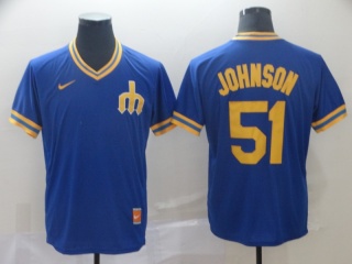 Seattle Mariners #51 Randy Johnson Nike Cooperstown Collection Legend V-Neck Jersey Blue