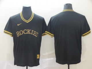 Colorado Rockies Blank Nike Fashion Jersey Black Gold