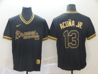 Atlanta Braves #13 Ronald Acuna Jr. Nike Fashion Jersey Black Gold