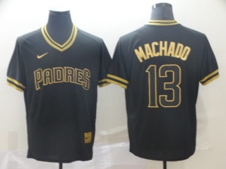 San Diego Padres #13 Manny Machado Nike Fashion Jersey Black Gold