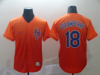 New York Mets #18 Darryl Strawberry Nike Fade Jersey Orange