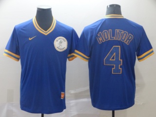 Milwaukee Brewers #4 Paul Molitor Nike Cooperstown Collection Legend V-Neck Jersey Blue