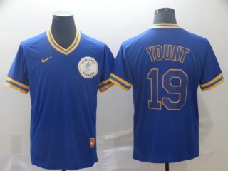 Milwaukee Brewers #19 Robin Yount Nike Cooperstown Collection Legend V-Neck Jersey Blue