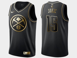 Nike Denver Nuggets 15 Nikola Jokic Swingman Basketball Jersey Black Golden