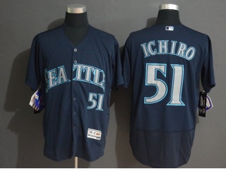 Seattle Mariners 51 Ichiro Suzuki Flex Base Baseball Jersey Navy Blue