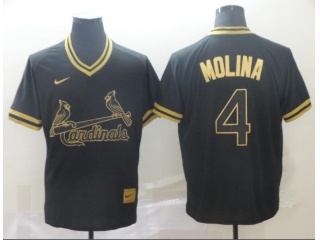 St. Louis Cardinals #4 Yadier Molina Fashion Jersey Black Gold