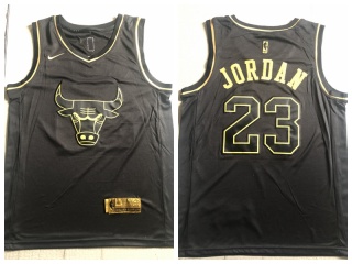 Nike Chicago Bulls 23 Michael Jordan Swingman Basketball Jersey Black Golden