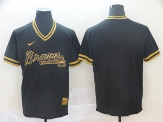 Nike Atlanta Braves Blank Fashion Jersey Black Gold