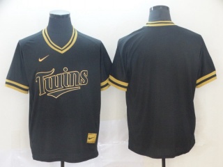 Nike Minnesota Twins Blank Fashion Jersey Black Gold