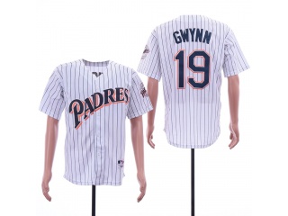 San Diego Padres 19 Tony GwynnTurn Back Jersey White Pinstripes