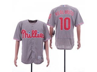 Philadelphia Phillies 10 J.T. Realmuto Flex Base Jerseys Gray