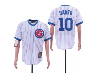 Chicago Cubs 10 Ron Santo Throwback Baseball Jersey White Pinstripes