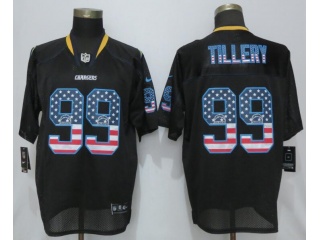 Los Angeles Chargers 99 Jerry Tillery USA Flag Elite Football Jersey Black
