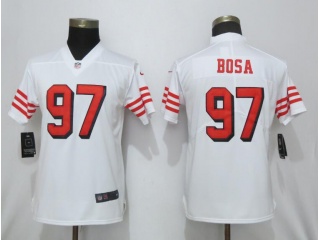 Womens San Francisco 49ers 97 Nick Bosa Color Rush Limited Jersey White