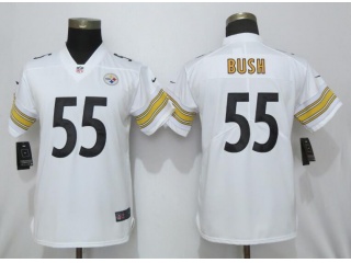 Woman Pittsburgh Steelers 55 Devin Bush Vapor Limited Jersey White