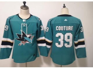 Adidas Woman San Jose Sharks Jerseys #39 Logan Couture Hockey Jersey Green