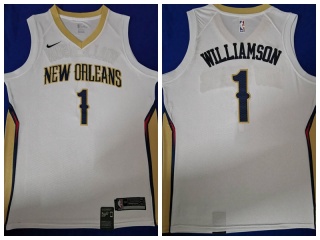 Nike New Orleans Pelicans 1 Zion Williamson Basketball Jersey White