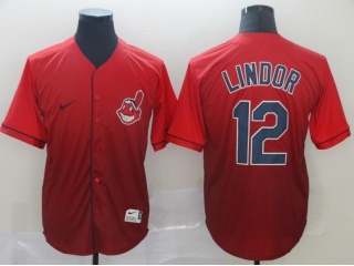 Cleveland Indians #12 Francisco Lindor Nike Fade Jersey Red