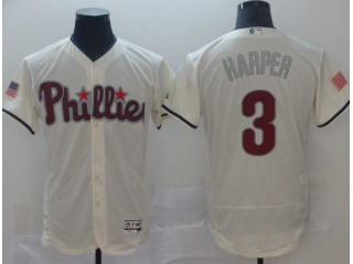 Philadelphia Phillies #3 Bryce Harper Flexbase Jersey Cream