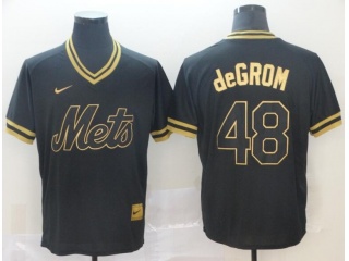 New York Mets #48 Jacob DeGrom Fashion Jersey Black Gold