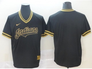 Cleveland Indians Blank Fashion Jersey Black Gold