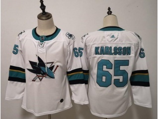 Adidas Youth San Jose Sharks #65 Erik Karlsson Hockey Jersey White