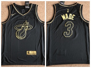 Nike Miami Heat 3 Dwyane Wade Basketball Jersey Black Golden
