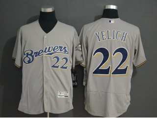 Milwaukee Brewers 22 Christian Yelich Flex Base Jersey Gray