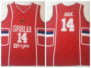 Serbia Srbija 14 Nikola Jokic Retro Basketball Jersey Red
