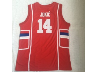 Serbia Srbija 14 Nikola Jokic Retro Basketball Jersey Red