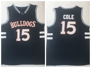 Bulldogs High School 15 Jermaine Cole Basketball Jersey Navy Blue