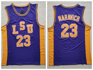 LSU Tigers 23 Pete Maravich Basketball Jersey Purple
