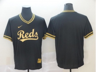 Cincinnati Reds Blank Nike Fashion Jersey Black Gold