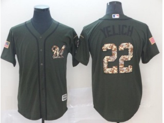 Milwaukee Brewers #22 Christian Yelich Salute To Serice Jersey Green