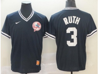 New York Yankees #3 Babe Ruth Nike Cooperstown Collection Legend V-Neck Jersey Blue