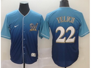 Milwaukee Brewers #22 Christian Yelich Nike Fade Jersey Blue