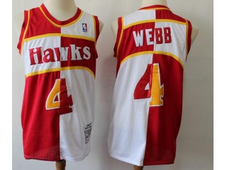 Atlanta Hawks #4 Spud Webb Split Throwback Jersey Red/White
