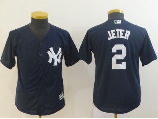 New York Yankees #2 Derek Jeter Youth Baseball Jerseys Blue