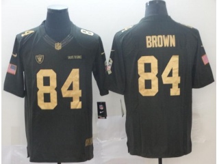 Oakland Raiders #84 Antonio Brown Golden Number Salute To Service Limited Jersey Anthracite